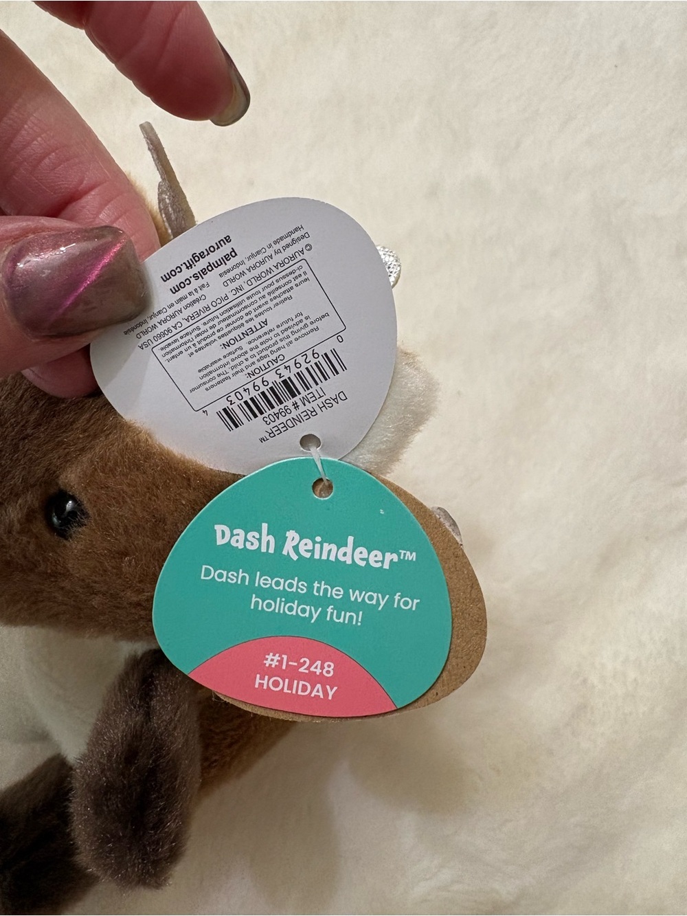 Palm Pals Dash Reindeer Plush NWT Aurora World 5” rare toy Stuffed plushie - Picture 2 of 6